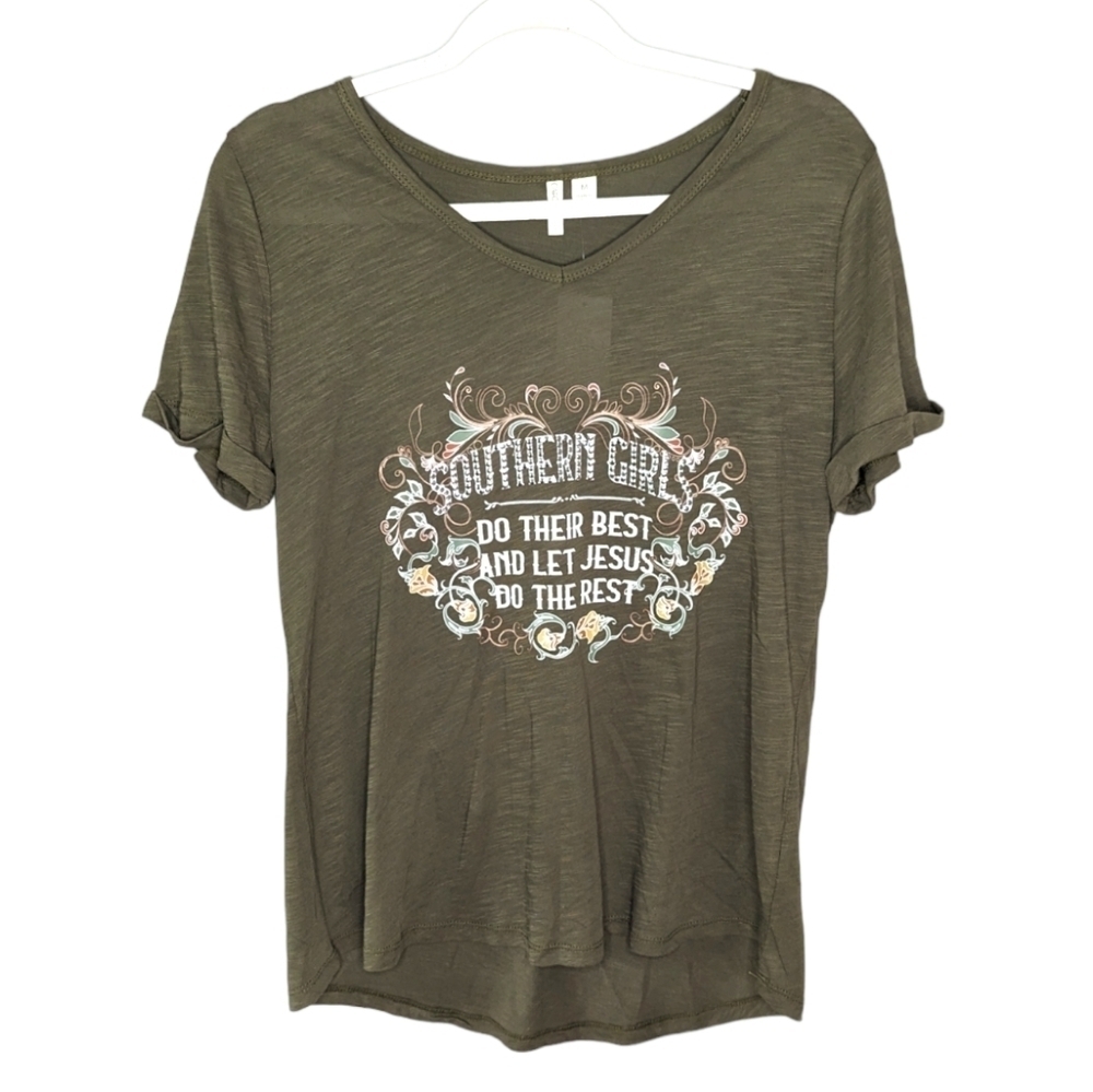 NWT Cato Sequin Southern Girls do their best Jesus Tshirt Woman's medium